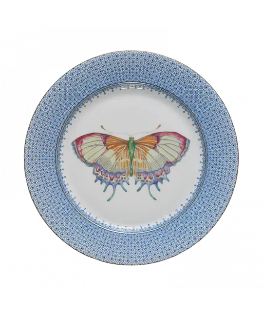 Cornflower Lace Dessert Plate with Butterfly