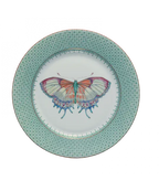Green Leaf Lace Dessert Plate with Butterfly