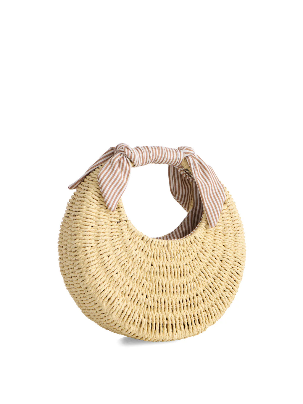 Mini Straw Bag w/ Brown & White Lining