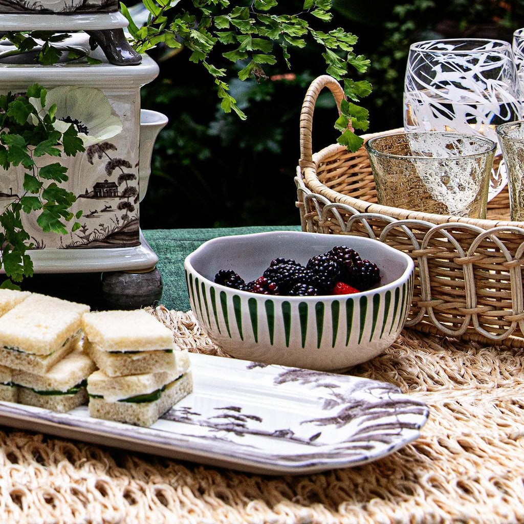 Sitio Stripe Cereal Bowl in Basil