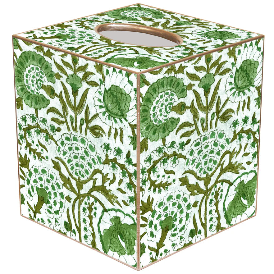 Green Floral Block Tissue Box