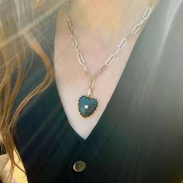 Onyx Heart Clip Chain Necklace