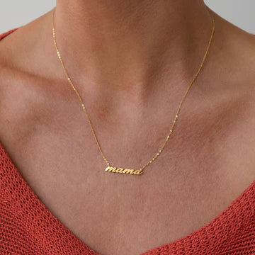Mama Script Necklace in Gold