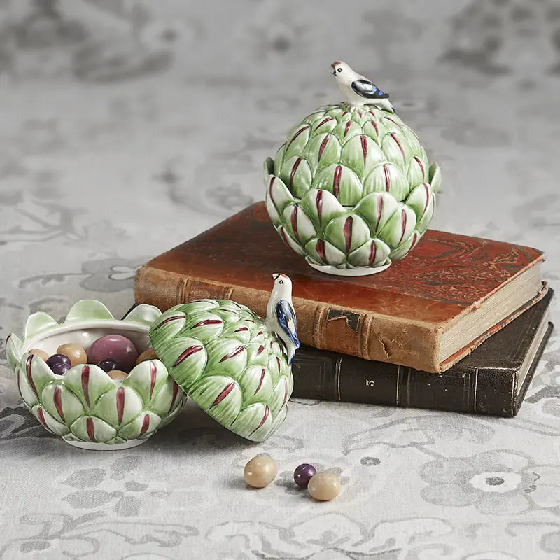 Artichoke Box with Bird, Small