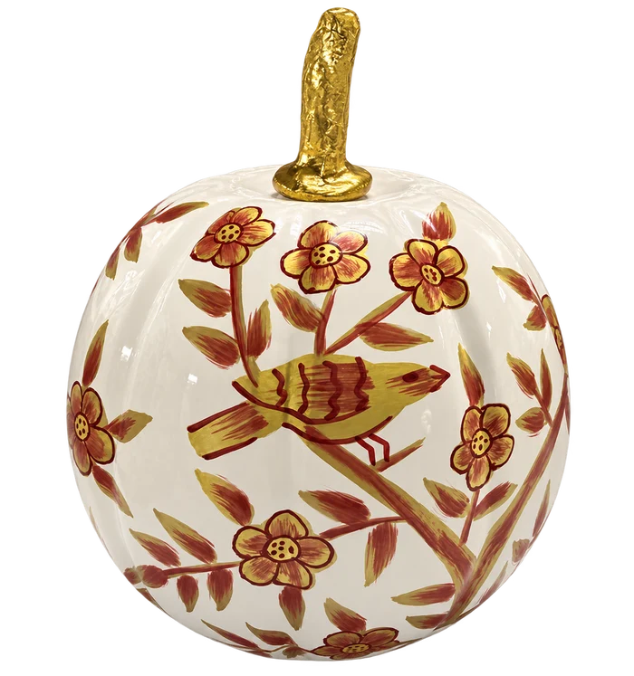 Gold Bird & Vine Pumpkin - 4in