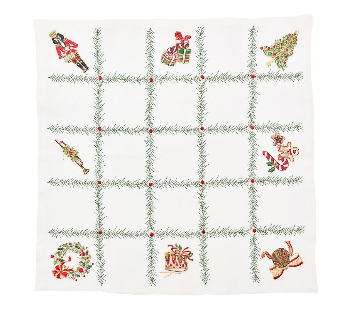 Christmas Trellis Napkin - White/Red (S/4)