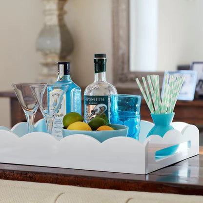White Lacqured Scallop Tray in Medium