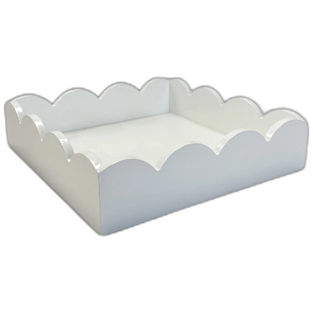 Lacquer Scalloped Notepad Holder | White